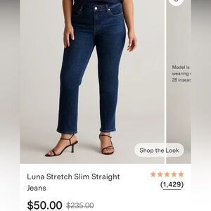 Quince Luna Women's Dark Blue Slim Straight Jeans